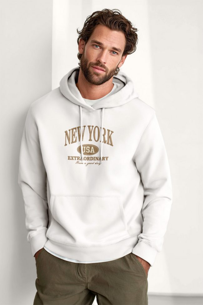 New York Extraordinary, Φούτερ με Κουκούλα σε Λευκό Χρώμα