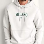 Milano 96, Φούτερ με Κουκούλα σε Λευκό Χρώμα