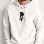 Black Rose, Φούτερ με Κουκούλα σε Λευκό Χρώμα