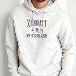 Zermatt Switzerland, Φούτερ με Κουκούλα σε Λευκό Χρώμα