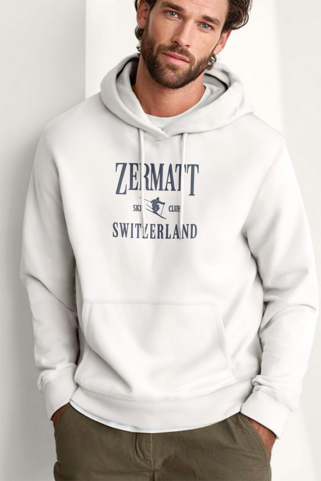 Zermatt Switzerland, Φούτερ με Κουκούλα σε Λευκό Χρώμα