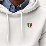 Italy Crest, Φούτερ με Κουκούλα σε Λευκό Χρώμα