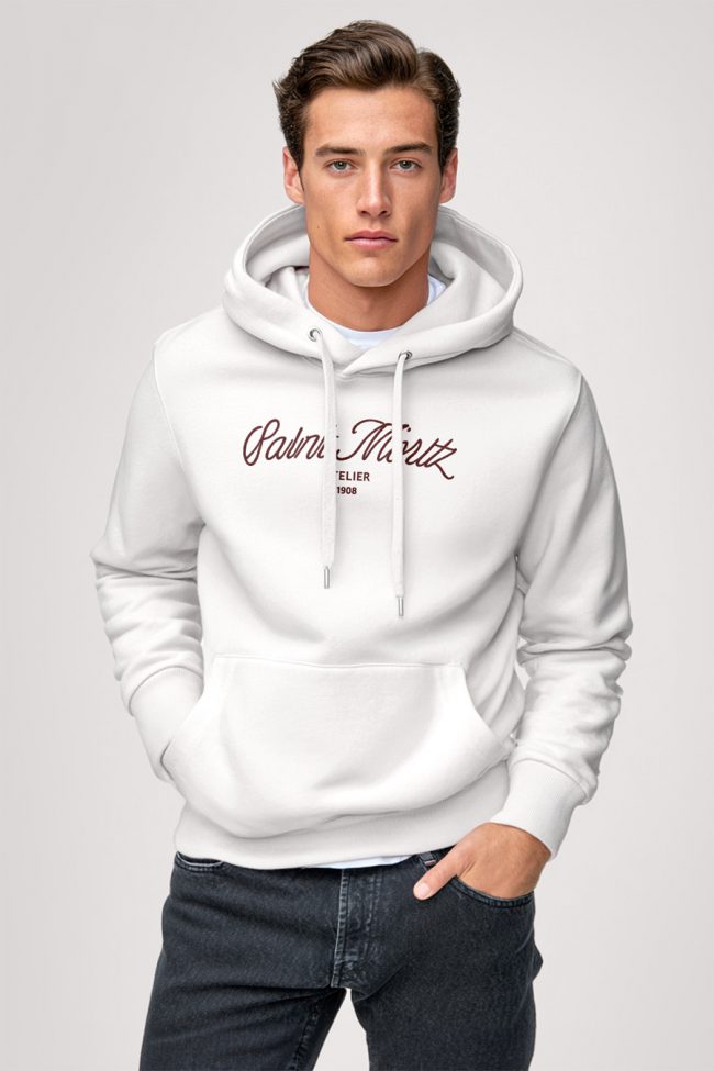 Saint Moritz Atelier, Φούτερ με Κουκούλα σε Λευκό Χρώμα