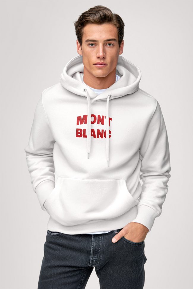 Mont Blanc Red, Φούτερ με Κουκούλα σε Λευκό Χρώμα