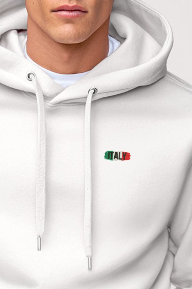 Italy Minimal, Φούτερ με Κουκούλα σε Λευκό Χρώμα