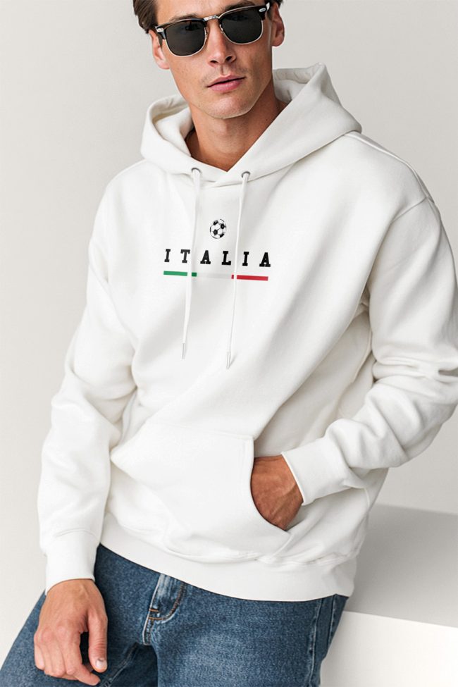 Italia Goal, Φούτερ με Κουκούλα σε Λευκό Χρώμα