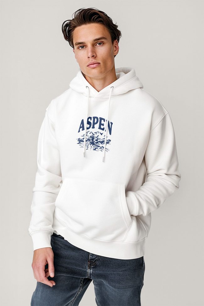 Aspen, Φούτερ με Κουκούλα σε Λευκό Χρώμα
