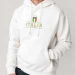 Italia Gold Stars, Φούτερ με Κουκούλα σε Λευκό Χρώμα