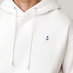 Anchor Logo, Φούτερ με Κουκούλα σε Λευκό Χρώμα