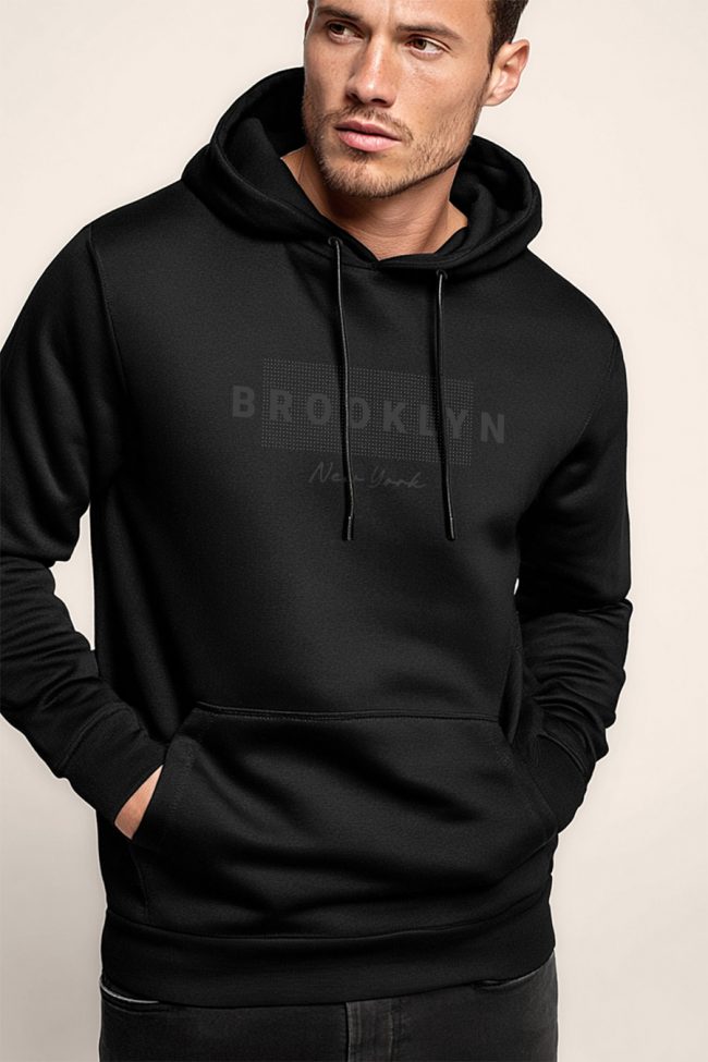 Brooklyn Grid, Φούτερ με Κουκούλα σε Μαύρο Χρώμα