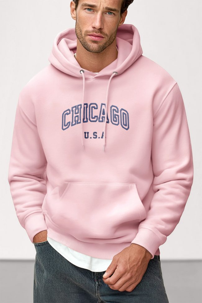 Chicago Navy, Φούτερ με Κουκούλα σε Ροζ Χρώμα