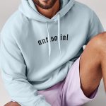 Antisocial Vibe, Φούτερ με Κουκούλα σε Γαλάζιο Χρώμα