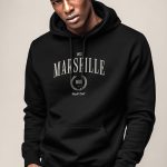Marseille, Φούτερ με Κουκούλα σε Μαύρο Χρώμα