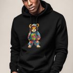 Neon Teddy, Φούτερ με Κουκούλα σε Μαύρο Χρώμα
