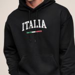 Italia Classic, Φούτερ με Κουκούλα σε Μαύρο Χρώμα