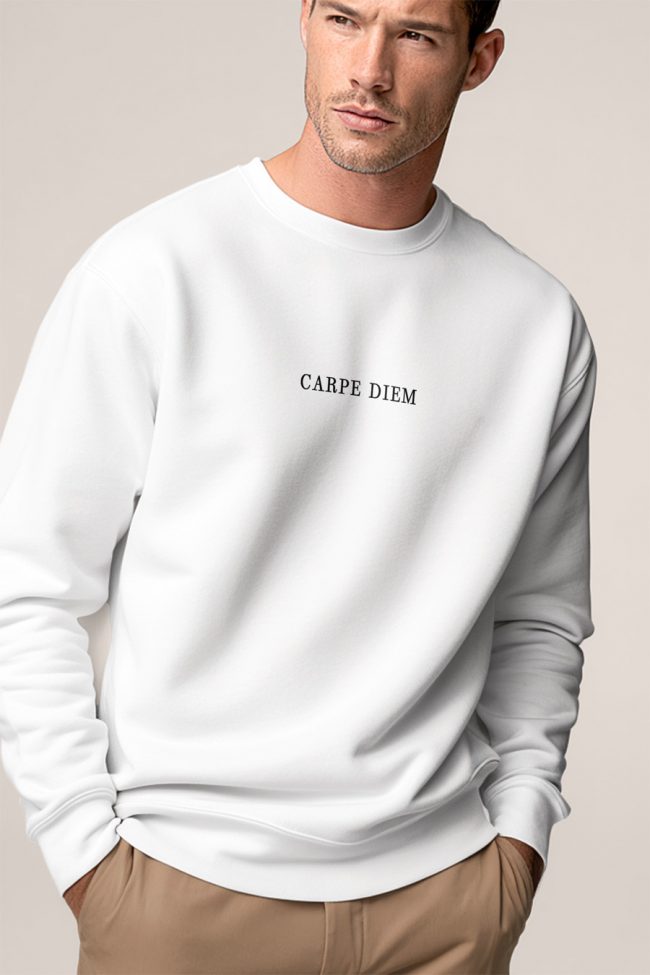 Carpe Diem White, Φούτερ σε Λευκό Χρώμα