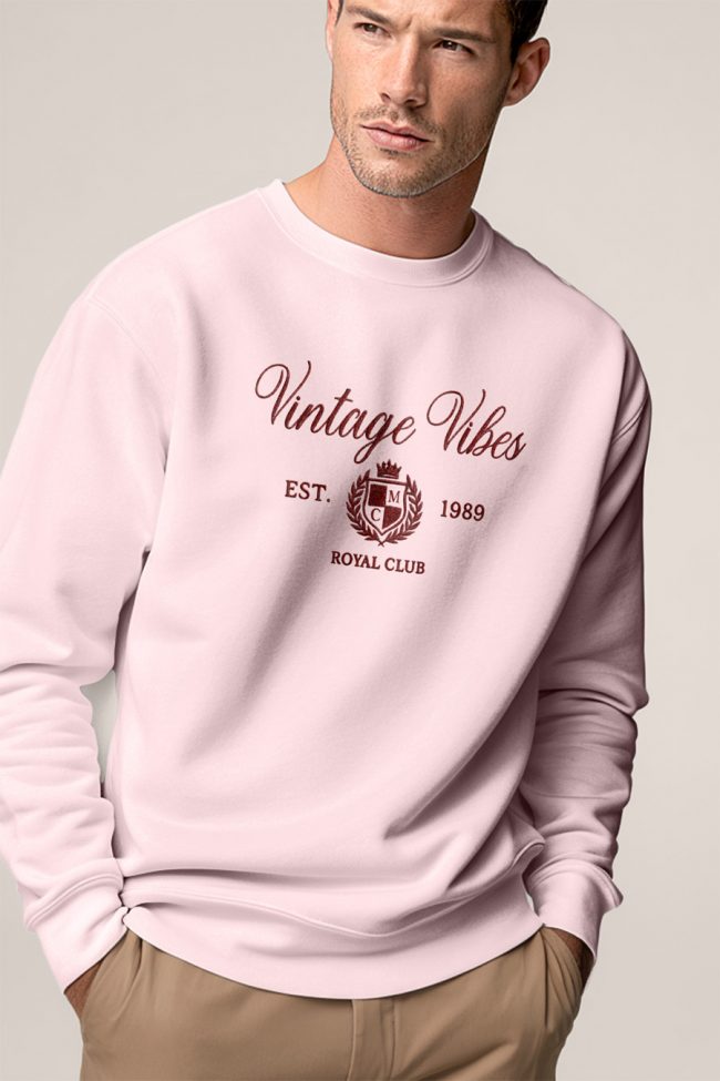 Vintage Vibes Royal Club, Φούτερ σε Ροζ Χρώμα