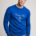 Vintage Vibes Royal Club, Φούτερ σε Royal Blue Χρώμα