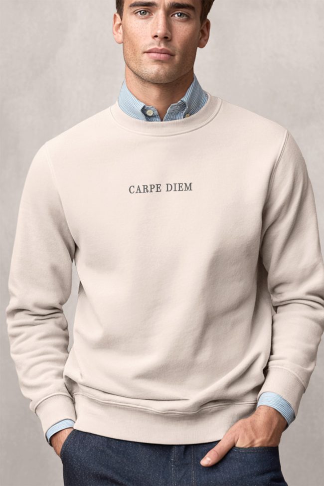 Carpe Diem Black, Φούτερ σε Εκρού Χρώμα