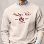 Vintage Vibes Royal Club, Φούτερ σε Εκρού Χρώμα