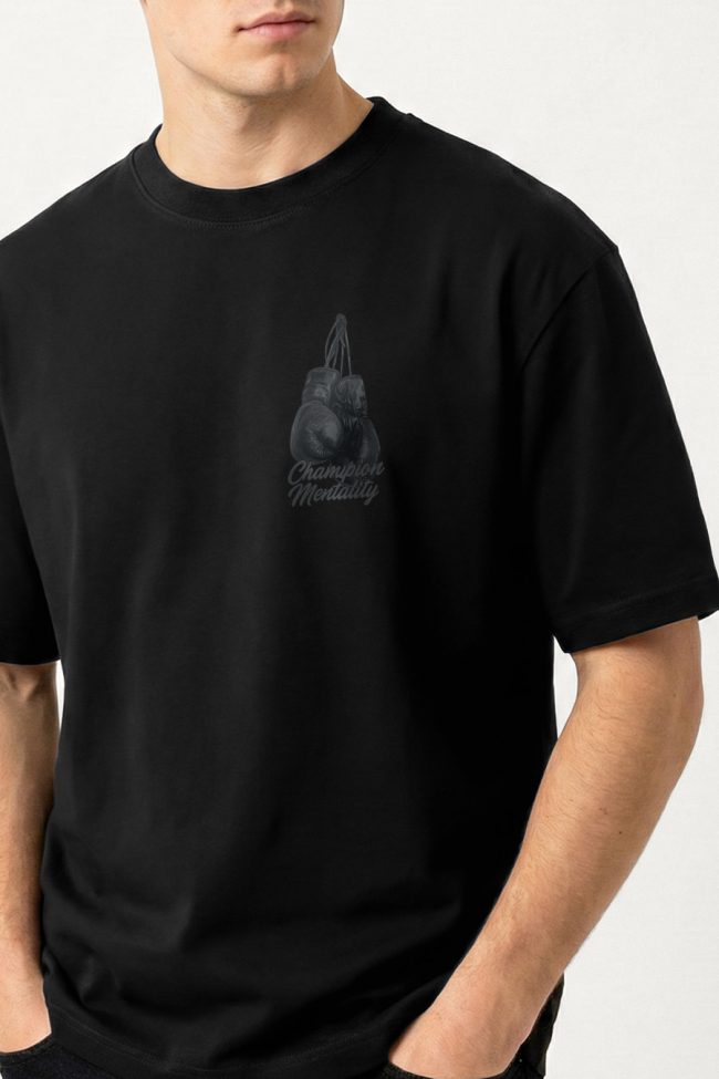 Oversized T-Shirt σε Μαύρο Χρώμα με σχέδιο, Champion Mentality