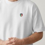 Oversized T-Shirt με Design Print σε Λευκό Χρώμα, Italy Crest