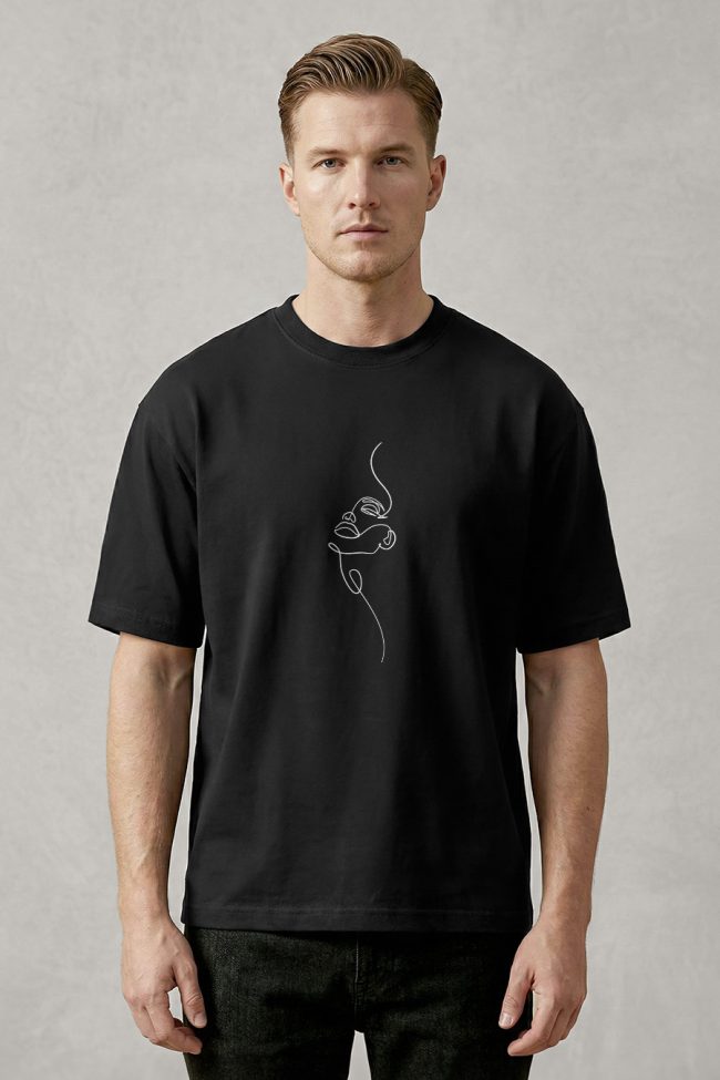Oversized T-Shirt σε Μαύρο Χρώμα με σχέδιο, Abstract Face