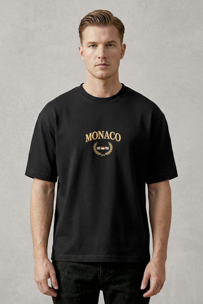 Oversized Ανδρικό T-Shirt σε Μαύρο Χρώμα, Monaco Royal