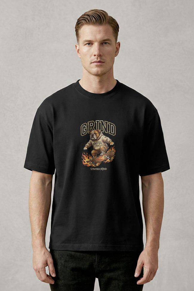 Oversized Ανδρικό T-Shirt σε Μαύρο Χρώμα, Grind Bulldog