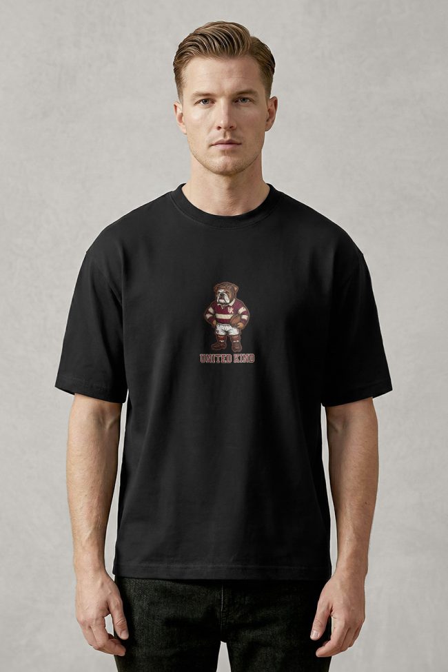 Oversized Ανδρικό T-Shirt σε Μαύρο Χρώμα, United Kind Bulldog