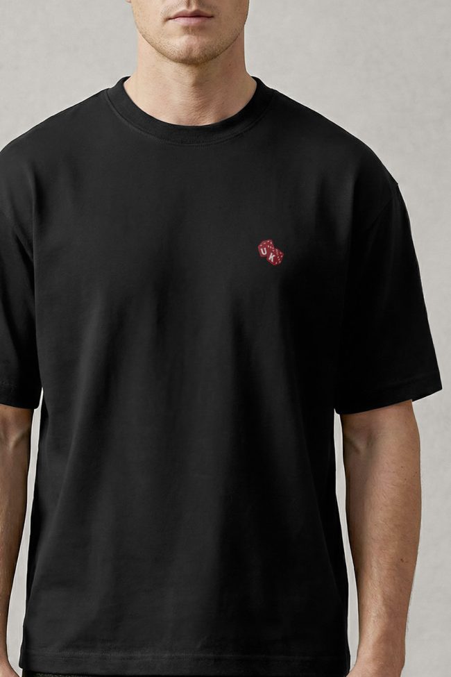 Oversized T-Shirt με Σχέδιο σε Μαύρο Χρώμα, UK Dice