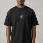 Oversized T-Shirt με Σχέδιο σε Μαύρο Χρώμα, Whiskey