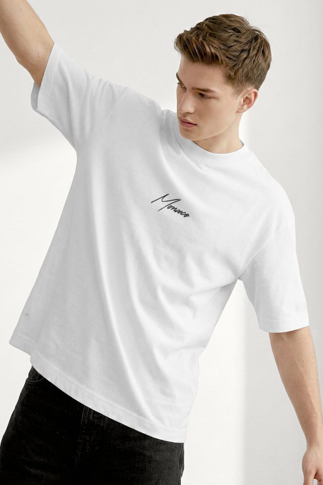 Oversized T-Shirt σε Λευκό Χρώμα με σχέδιο, Monaco Black