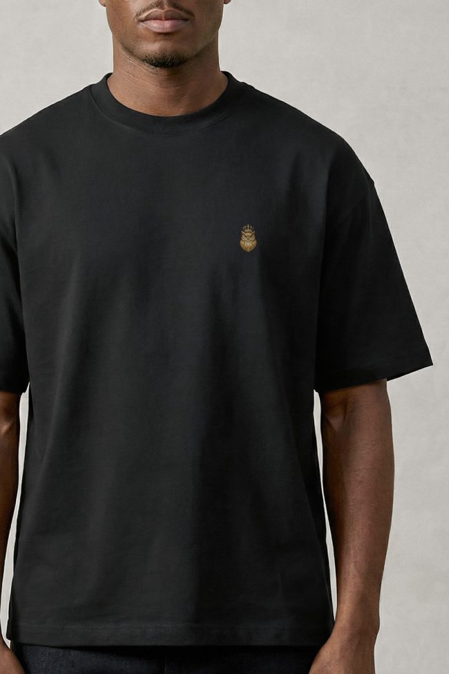 Oversized T-Shirt σε Μαύρο Χρώμα με σχέδιο, Owl Crown