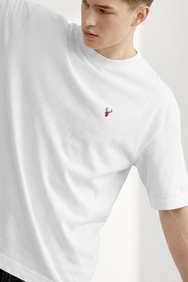 Oversized T-Shirt σε Λευκό Χρώμα με σχέδιο, Red Deer