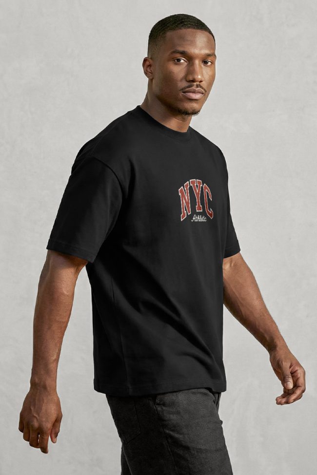 Oversized Ανδρικό T-Shirt σε Μαύρο Χρώμα, New York Athletic