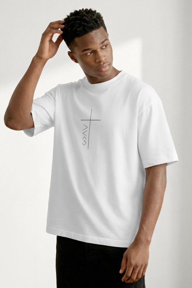 Oversized T-Shirt με Σχέδιο σε Λευκό Χρώμα, Faith Crossing