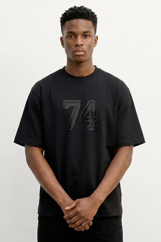 Oversized T-Shirt με Σχέδιο σε Μαύρο Χρώμα, Black 74
