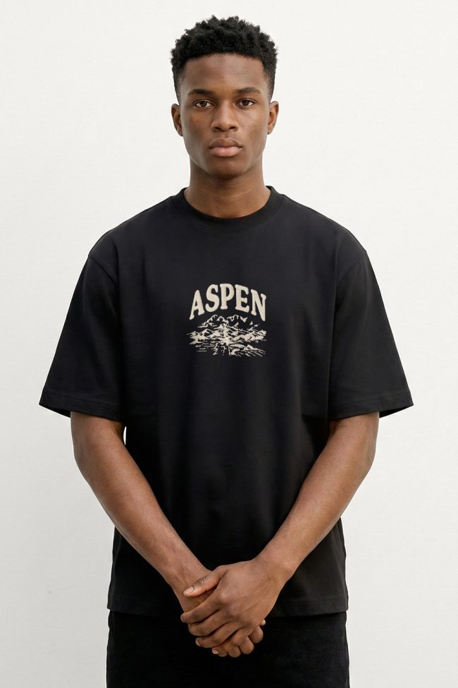 Oversized T-Shirt σε Μαύρο Χρώμα με σχέδιο, Aspen