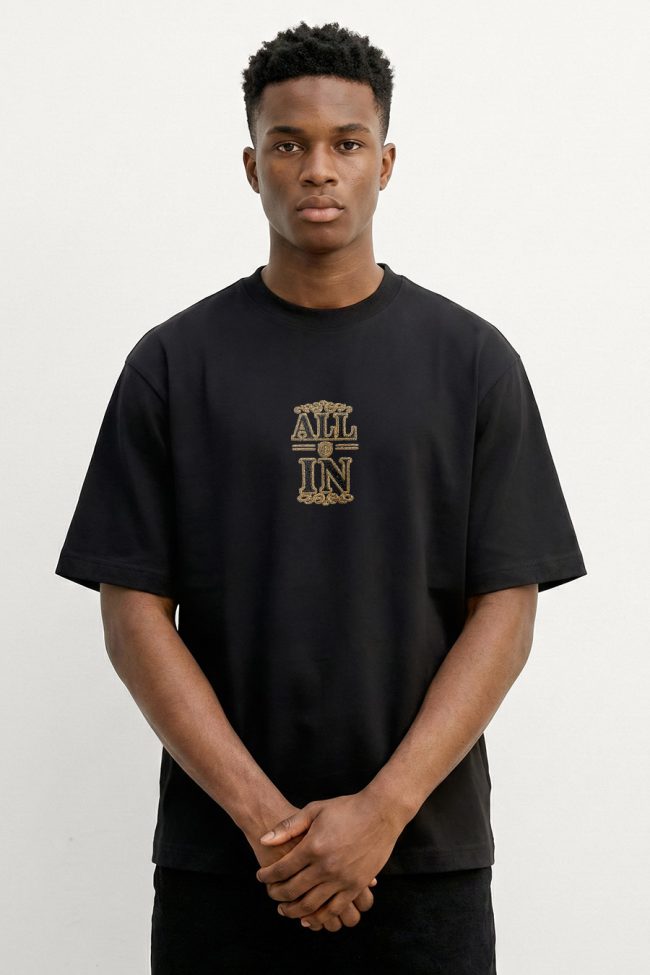 Oversized T-Shirt σε Μαύρο Χρώμα με σχέδιο, All In Golden