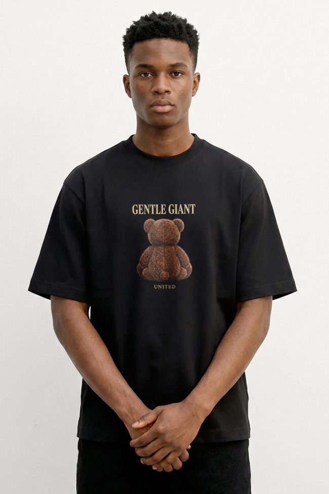 Oversized Ανδρικό T-Shirt σε Μαύρο Χρώμα, Gentle Giant Teddy