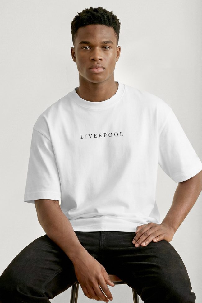 Oversized T-Shirt με Σχέδιο σε Λευκό Χρώμα, Liverpool