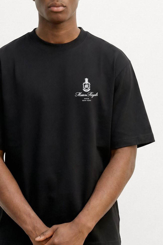 Oversized T-Shirt με Design Print σε Μαύρο Χρώμα, Maison Royale Mini