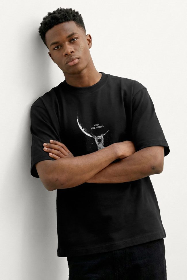 Oversized T-Shirt σε Μαύρο Χρώμα με σχέδιο, Defy The Limits