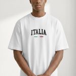 Oversized Ανδρικό T-Shirt σε Λευκό Χρώμα, Italia Classic