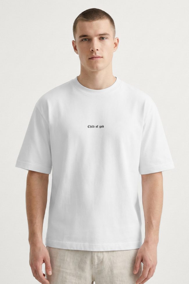 Oversized T-Shirt με Σχέδιο σε Λευκό Χρώμα, Child of God