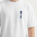 Oversized T-Shirt με Σχέδιο σε Λευκό Χρώμα, Italy Emblem