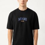 Oversized T-Shirt σε Μαύρο Χρώμα με σχέδιο, Miami Florida
