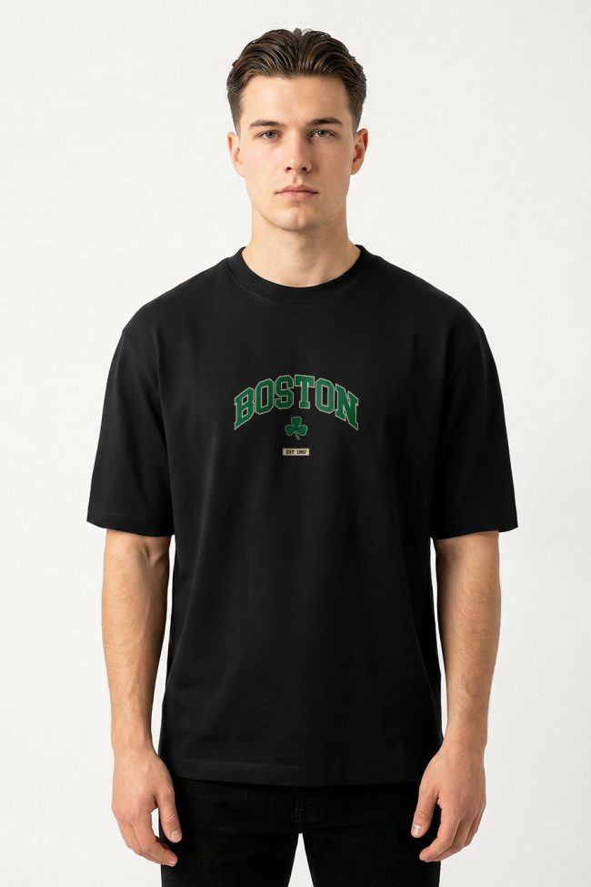 Oversized T-Shirt σε Μαύρο Χρώμα με σχέδιο, Boston Legacy