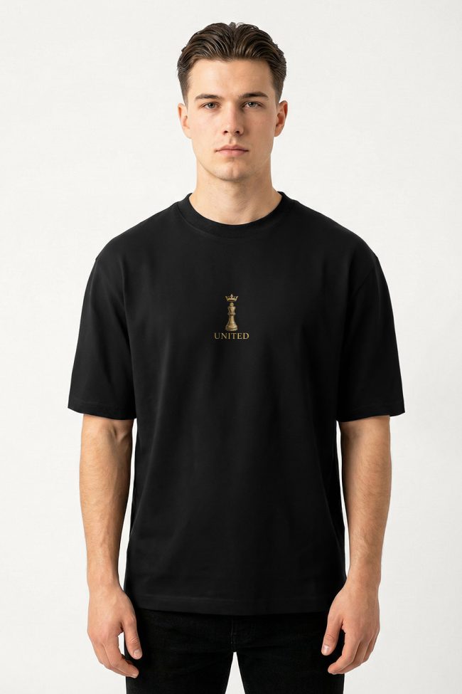 Oversized Ανδρικό T-Shirt σε Μαύρο Χρώμα, United Chess King